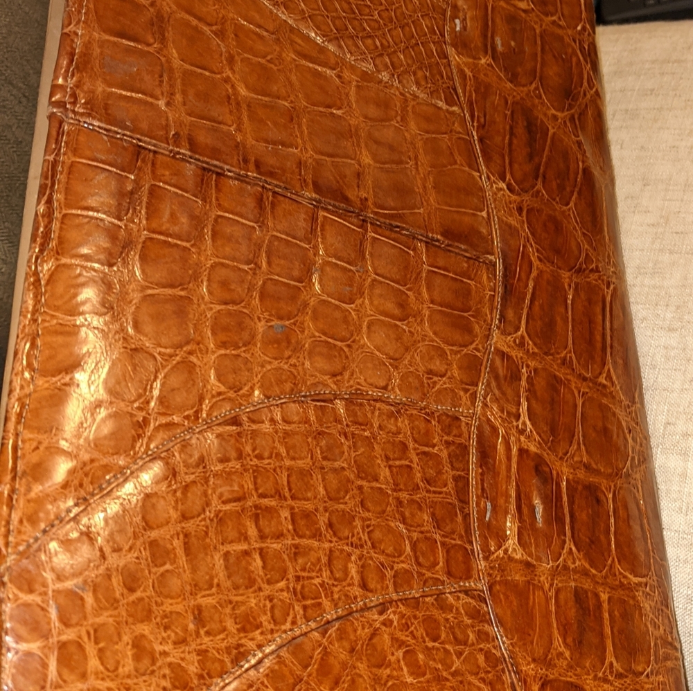 Gorgeous Original 40s Genuine Alligator Clutch Bag Brazil w Duty Stamps